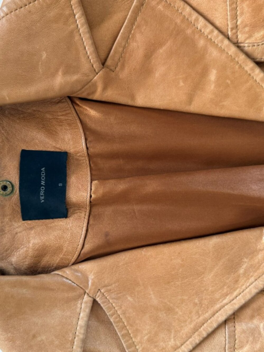 Vintage Vero Moda Tan Goat Leather Jacket Size Small - Picture 4 of 4